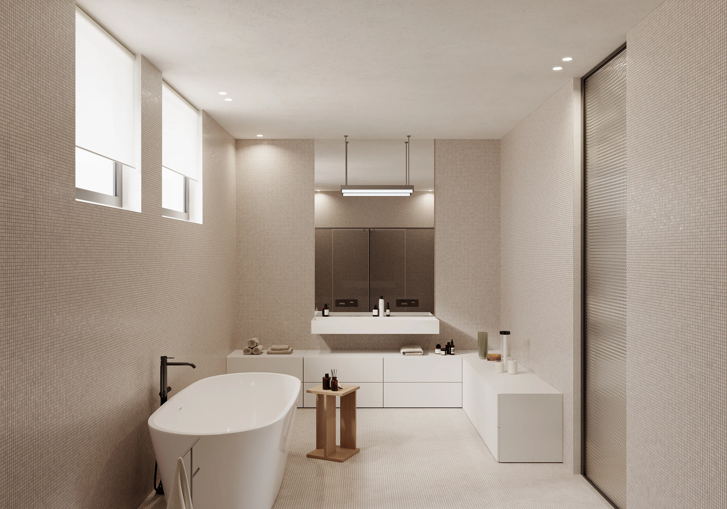 Chengdu Villa bathroom with freestanding bath