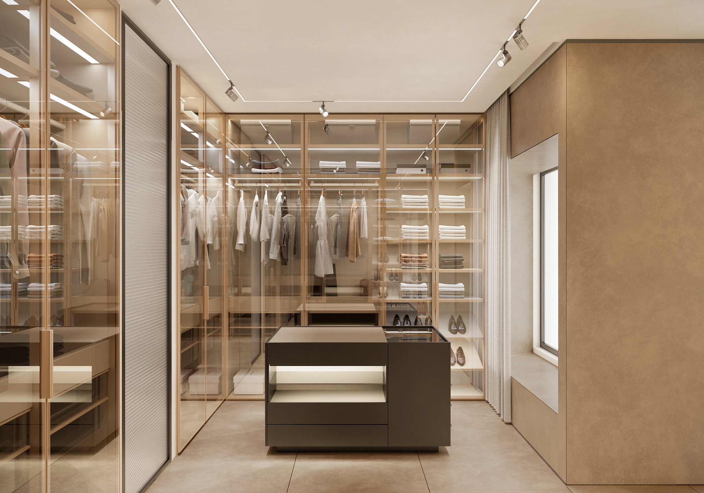 Chengdu Villa dressing room with illuminated shelving