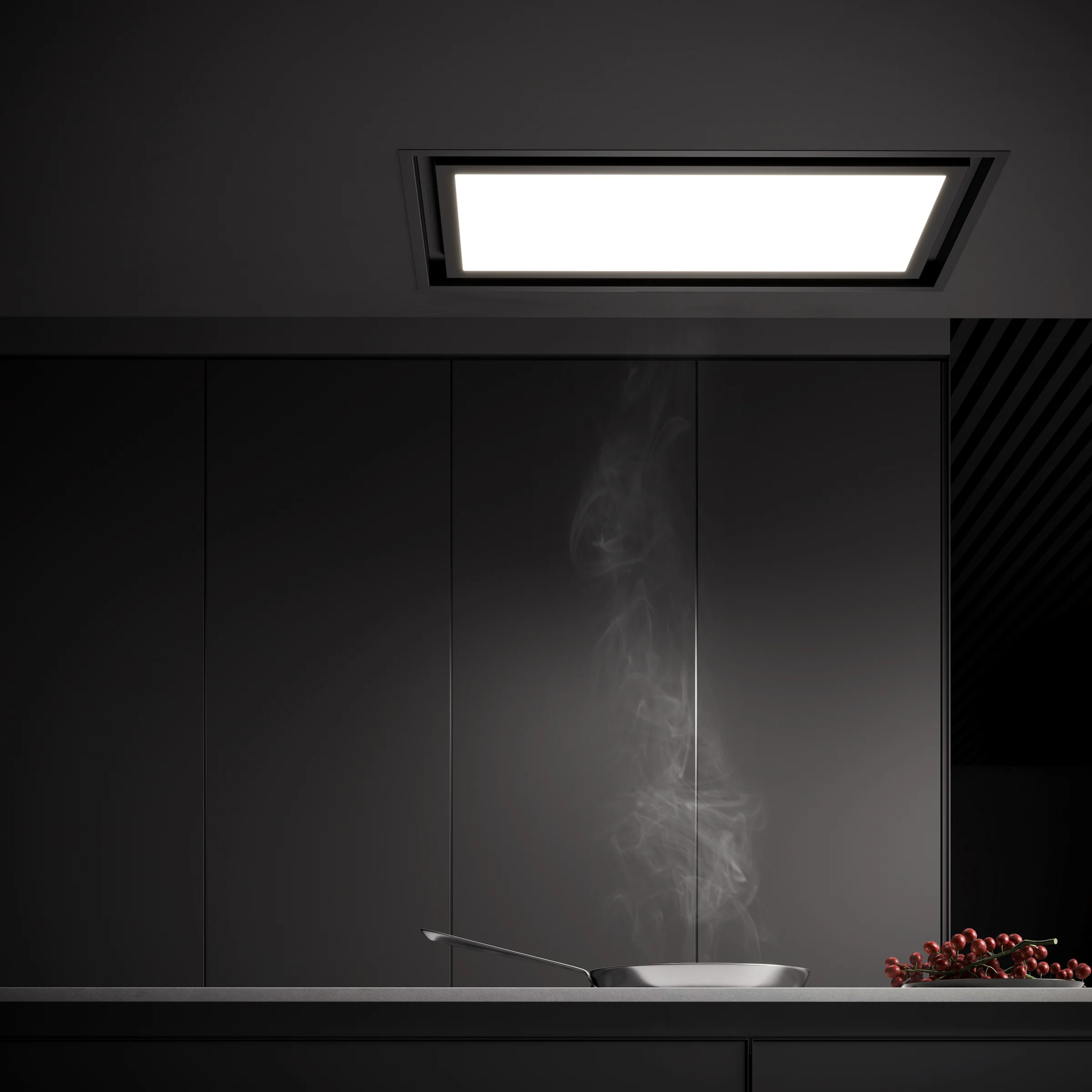 Orion ceiling extractor in a dark kitchen