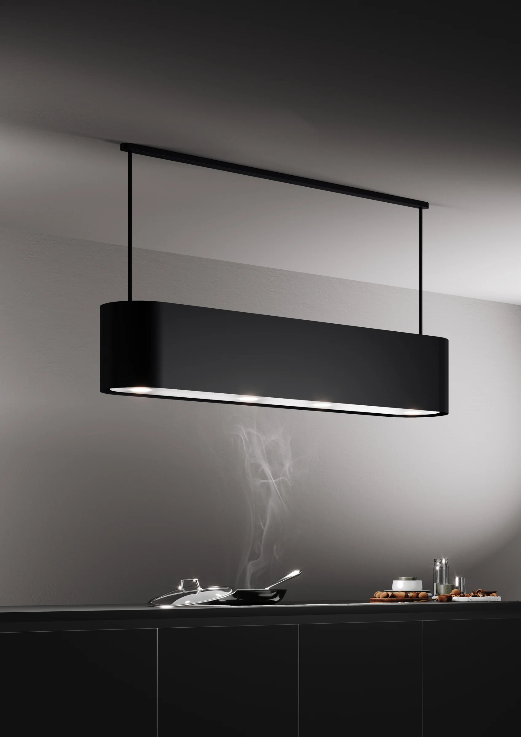 Sagitta suspended black extractor with a rounded profile