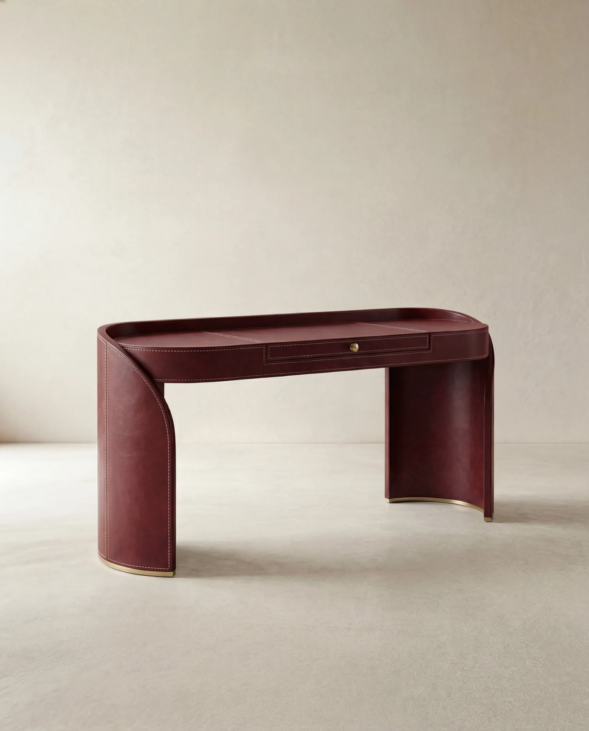 Burgundy console against a textured background