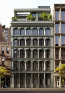 New York building facade in daylight